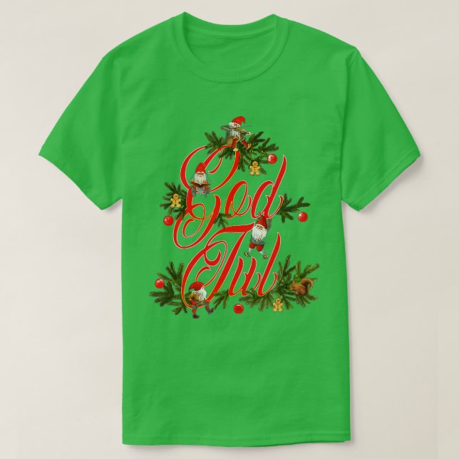 Camiseta Deus Jul Norueguês Natal Noruega Elves Julenisse (Frente do Design)