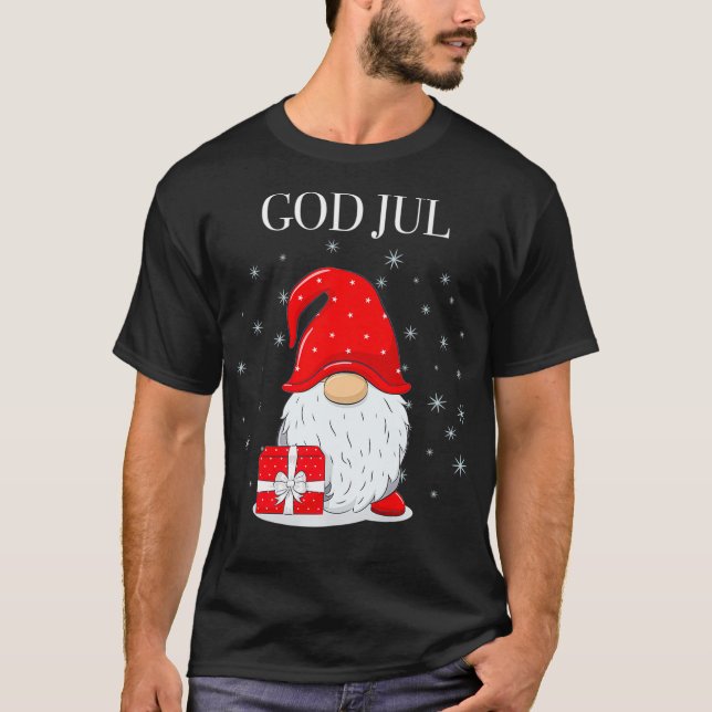 Camiseta Deus Jul Sueco Feliz Suecia de Natal Tomte Gnomo (Frente)
