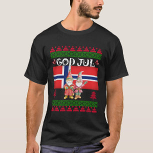 Camiseta Deus Jul Ugly Norway Flag Scandinavian Gnomo