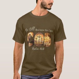 Camiseta Deus Leão Cristão Estará E Sabe Que Eu Sou Deus