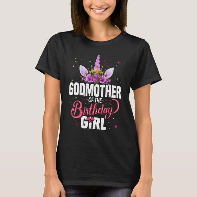 Camiseta Deus Mãe Da Princesa De Aniversário Unicórn (Frente)