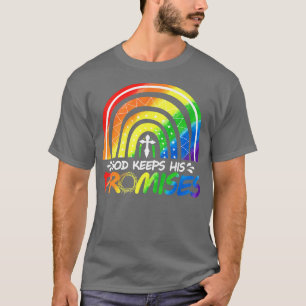 Camiseta Deus Mantém Sua Promessa Bíblia Cristã Rainbow Noa