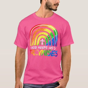 Camiseta Deus Mantém Sua Promessa Bíblia Cristã Rainbow Noa