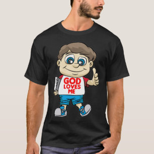 Camiseta Deus me ama Cristo de Belcher com Bíblia e Deus Co