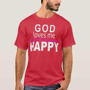 Camiseta Deus Me Ama FELIZ Motivacional Citação Fé Acredita
