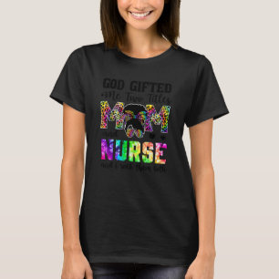 Camiseta Deus Me Deu Dois Títulos Mãe E Enfermeira Leopard