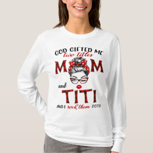 Camiseta Deus Me Deu Dois Títulos Mãe E Titi Xadrez Mensage
