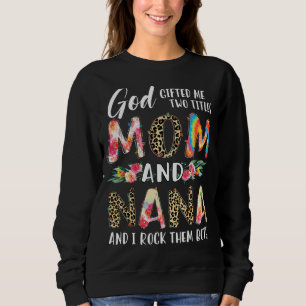 Camiseta Deus Me Deu Dois Títulos Mamãe E Nana Leopard Mulh