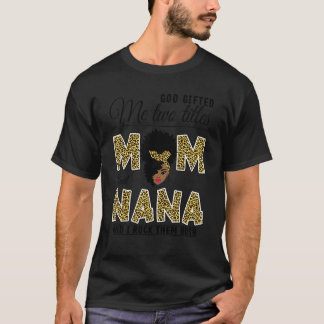 Camiseta Deus Me Deu Dois Títulos Mamãe Vovó Leopardo Mulhe