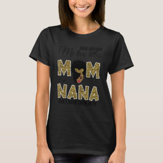 Camiseta Deus Me Deu Dois Títulos Mamãe Vovó Leopardo Mulhe