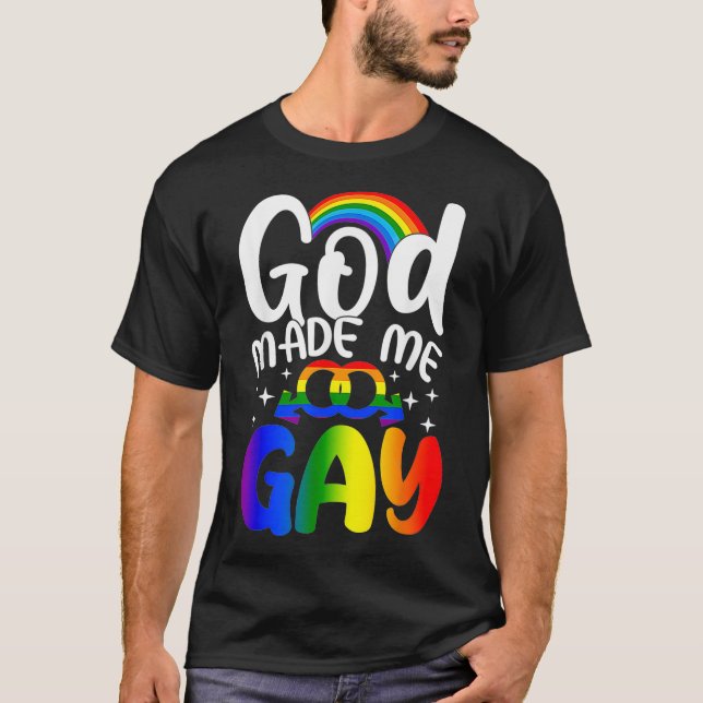 Camiseta Deus me fez Gay LGBT Orgulho LGBT LGBT - Gay crist (Frente)