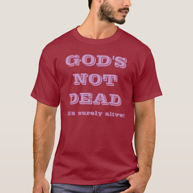 Camiseta Deus nao inoperante - está certamente vivo (Frente)