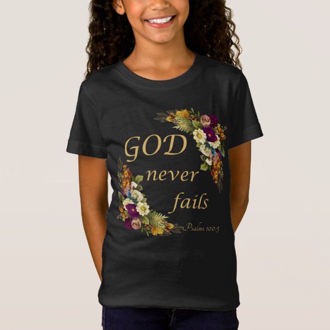 Camiseta DEUS nunca falha - Bíblia de fé cristã das mulhere (Frente)