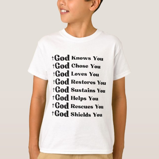 Camiseta Deus O Conhece, Te Ama, Restaura E Resgate (Frente)