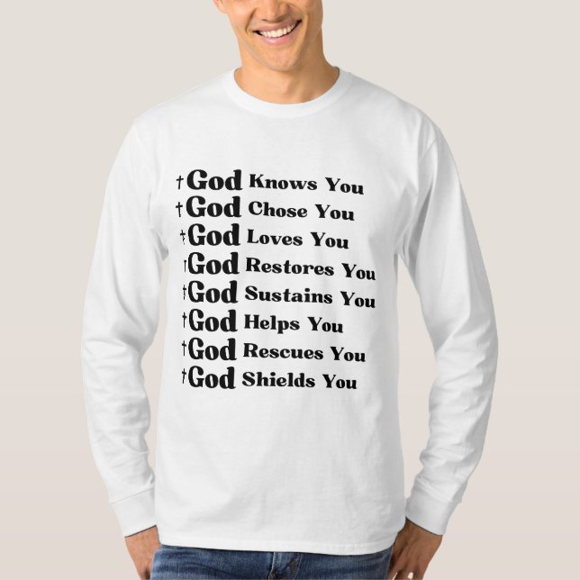 Camiseta Deus O Conhece, Te Ama, Restaura E Resgate (Frente)