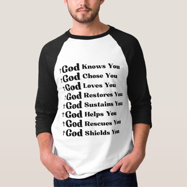 Camiseta Deus O Conhece, Te Ama, Restaura E Resgate (Frente)