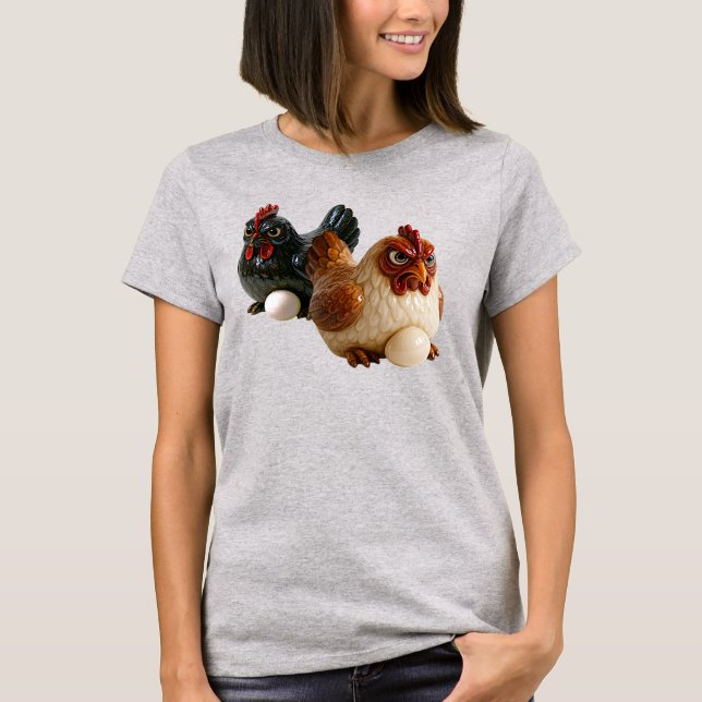 Camiseta Deus poules couvent sur un tee-shirt. (Frente)