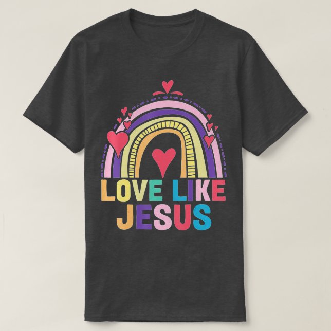 Camiseta Deus Religioso Amor Cristão Como Jesus Arco-Íris (Frente do Design)