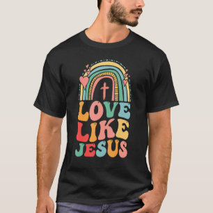 Camiseta Deus Religioso Cristão Ama Arco-Íris Como Je