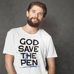 Camiseta Deus Salve A Caneta Engraçado Rei Carlos III