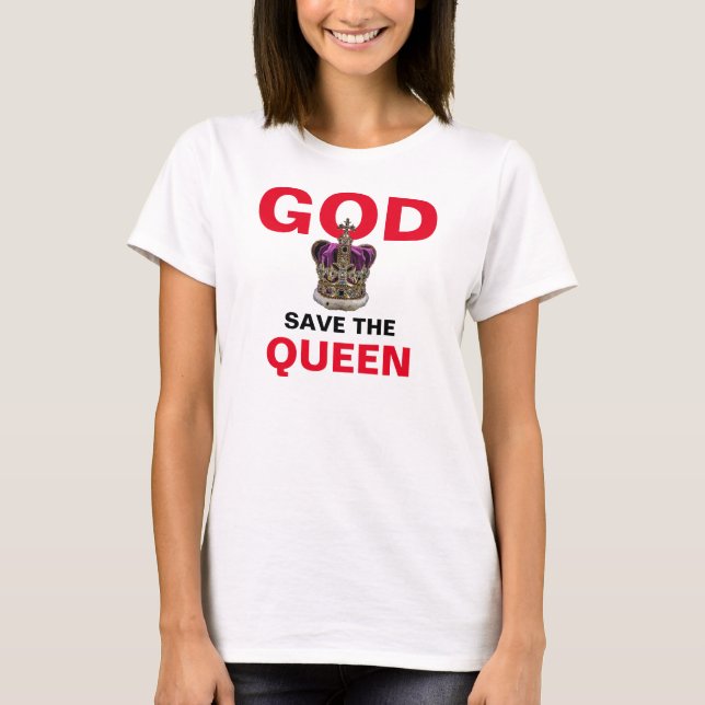 Camiseta DEUS SALVE A RAINHA - Rainha Elizabeth II (Frente)