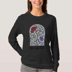 Camiseta Deus Tem Isso Fé Floral Vintage