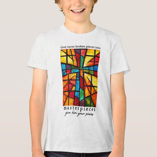Camiseta Deus Transforma As Peças Quebradas Em Obras-Domést (Frente)