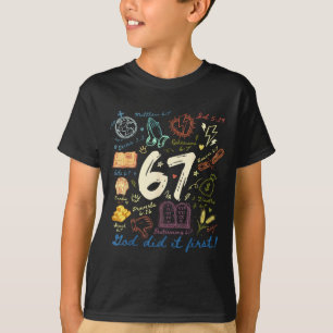 Camiseta Deus Vintage Fez Primeiro 67 Seis Sete Meme Cristã