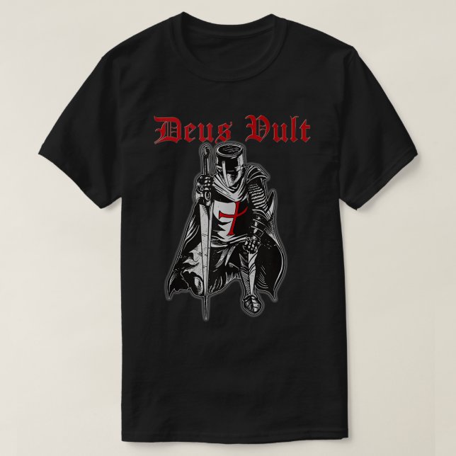 Camiseta Deus Vult Cavaleiros Templários Cavaleiro Cavaleir (Frente do Design)