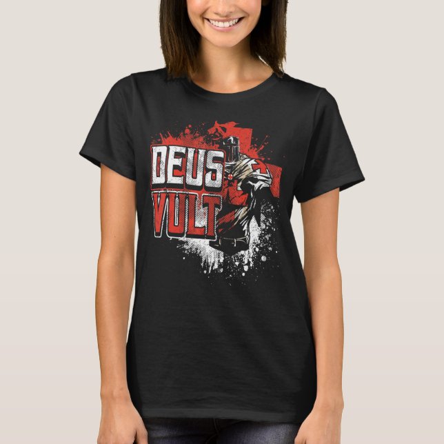 Camiseta Deus Vult Crusader e Templar Cavaleiro Templário C (Frente)