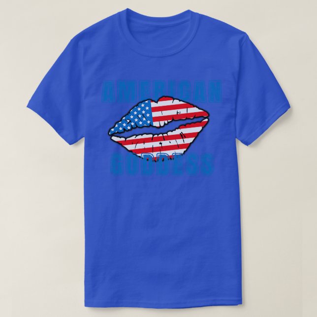 Camiseta Deusa Americana 4 de julho comemoração (Frente do Design)