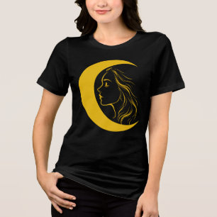 Camiseta Deusa Celestial da Lua – Perfil de Arte Linear Mís
