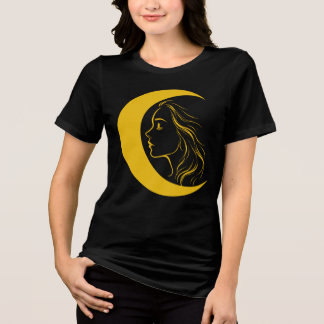 Camiseta Deusa Celestial da Lua – Perfil de Arte Linear Mís