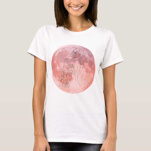 Camiseta Deusa da Lua Arte Celestial – Energia Feminina Sua (Frente)