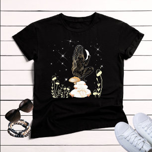 Camiseta Deusa do Cogumelo Lua Boho Celestial Mística