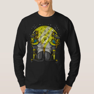 Camiseta Deusa Gato Egípcia Bastet Ankh Sagrada Geometria
