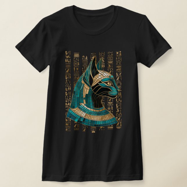 Camiseta Deusa Gato Egípcia Bastet - Arte Mosaica (Postura )