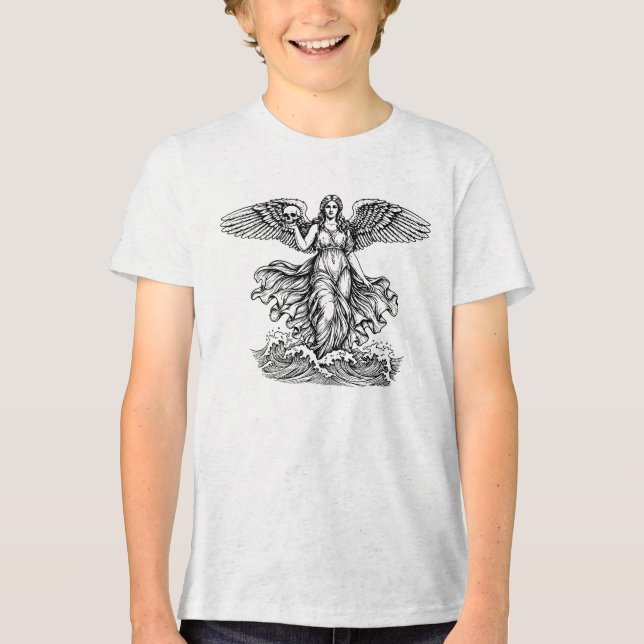 Camiseta deusa grega Afrodite no mar com a caveira (Frente)