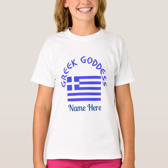 Camiseta Deusa Grega e Bandeira da Grécia Personalizada  (Frente)