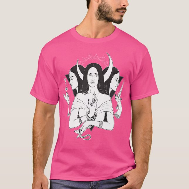 Camiseta Deusa Hecate Tripla Deusa da Lua Pagan Wicca Tri (Frente)