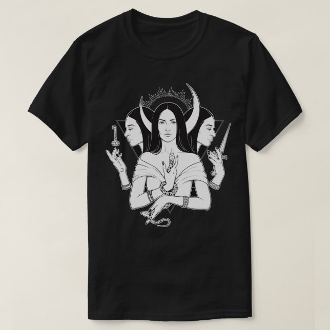 Camiseta Deusa Hecate Tripla Deusa da Lua Pagan Wicca Tri (Frente do Design)