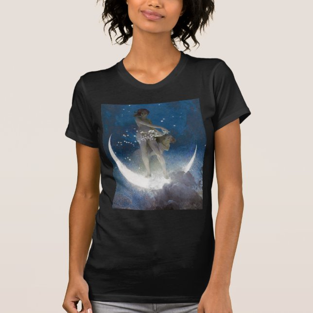 Camiseta Deusa Lua à Noite Espalhando Estrelas (Frente)