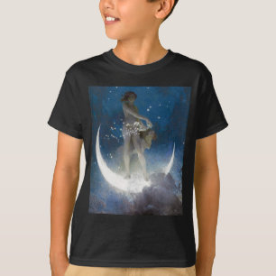 Camiseta Deusa Lua Espalhando Estrelas à Noite