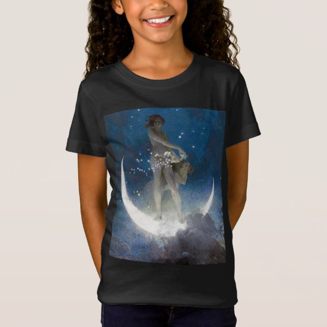 Camiseta Deusa Lua Espalhando Estrelas à Noite (Frente)