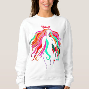 Camiseta Deusa multi-colorida de cabelos longos Thunder_Cov