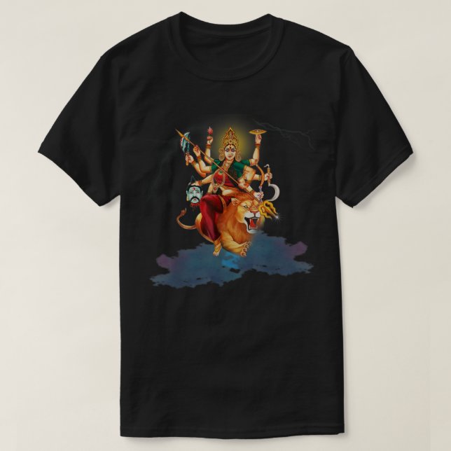 Camiseta Deusa Religião Hindu Durga mata Maa Yoga (Frente do Design)