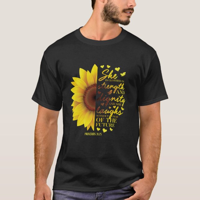 Camiseta Deuses Cristãos de Girassol Mulheres Provérbios 31 (Frente)
