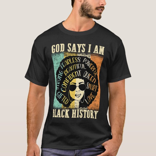 Camiseta Deuses Dizem Que Sou A História Negra Mulher Forte (Frente)
