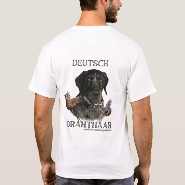 Camiseta Deutsch Drahthaar, um fantástico faisão e codorniz (Verso)