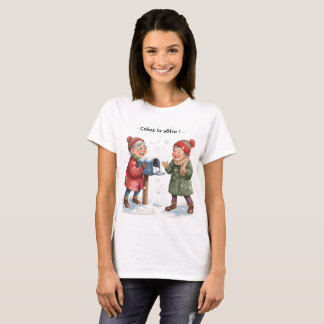 Camiseta Deux amies en hiver — Scène festive enneigée